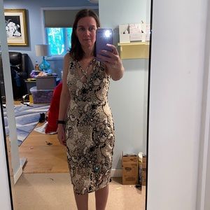 Sexy tan and black lace dress